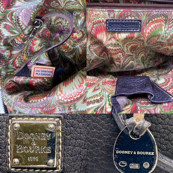 Vintage Dooney & Bourke Embossed Pebbled Leather Satchel Large Black With Should - Picture 10 of 11